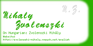 mihaly zvolenszki business card