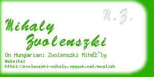 mihaly zvolenszki business card